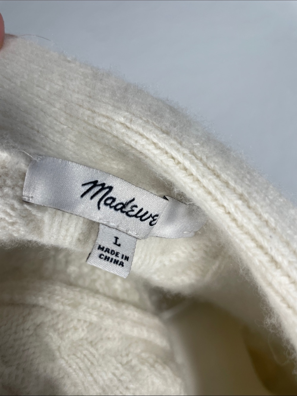 Madewell Cream Cable Knit Cropped Merino Wool Blend Cardigan Size Large - Picture 8 of 9